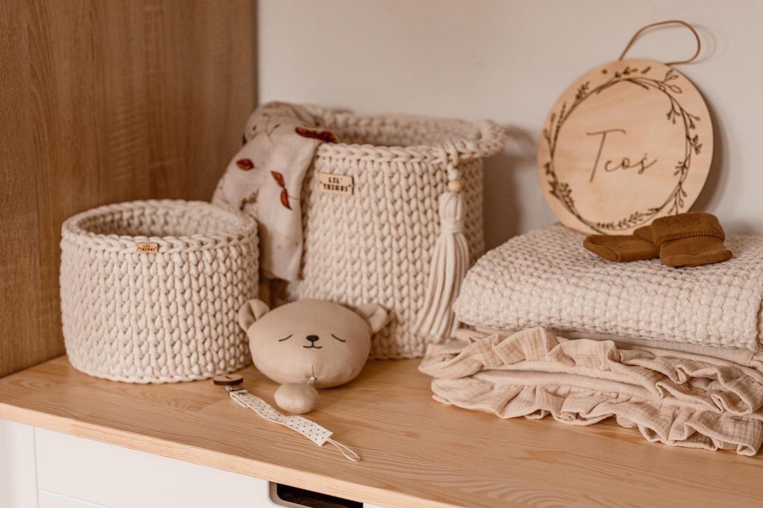 Set of 2 Crochet Toiletry Baskets - Natural 