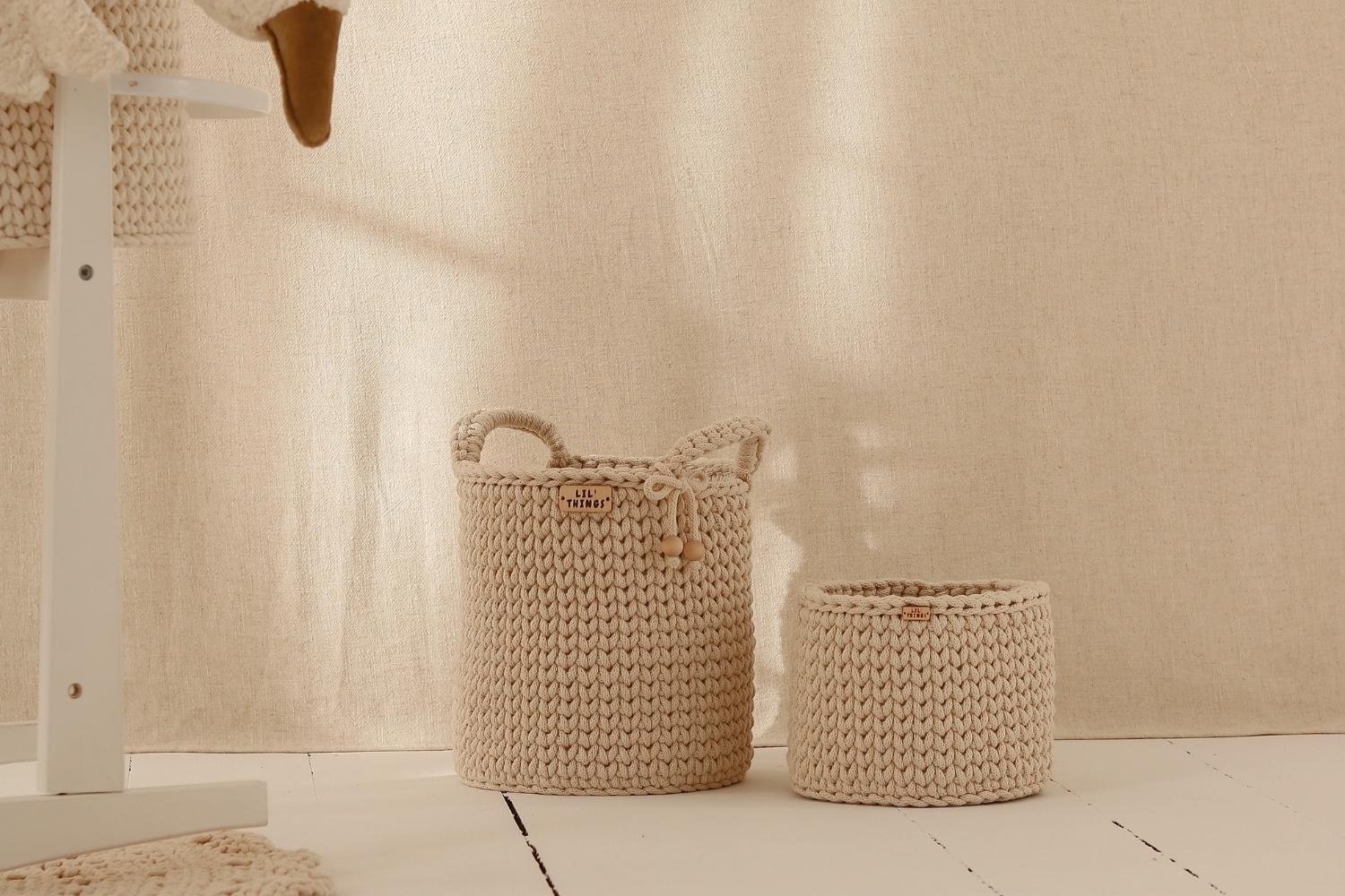 Set of 2 Crochet Toiletry Baskets - Natural 