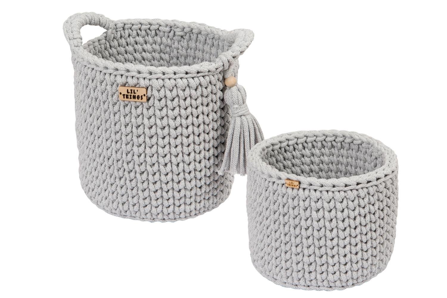 Saldi Estivi - Set di 2 Cestini da Toilette all'uncinetto - Grigio