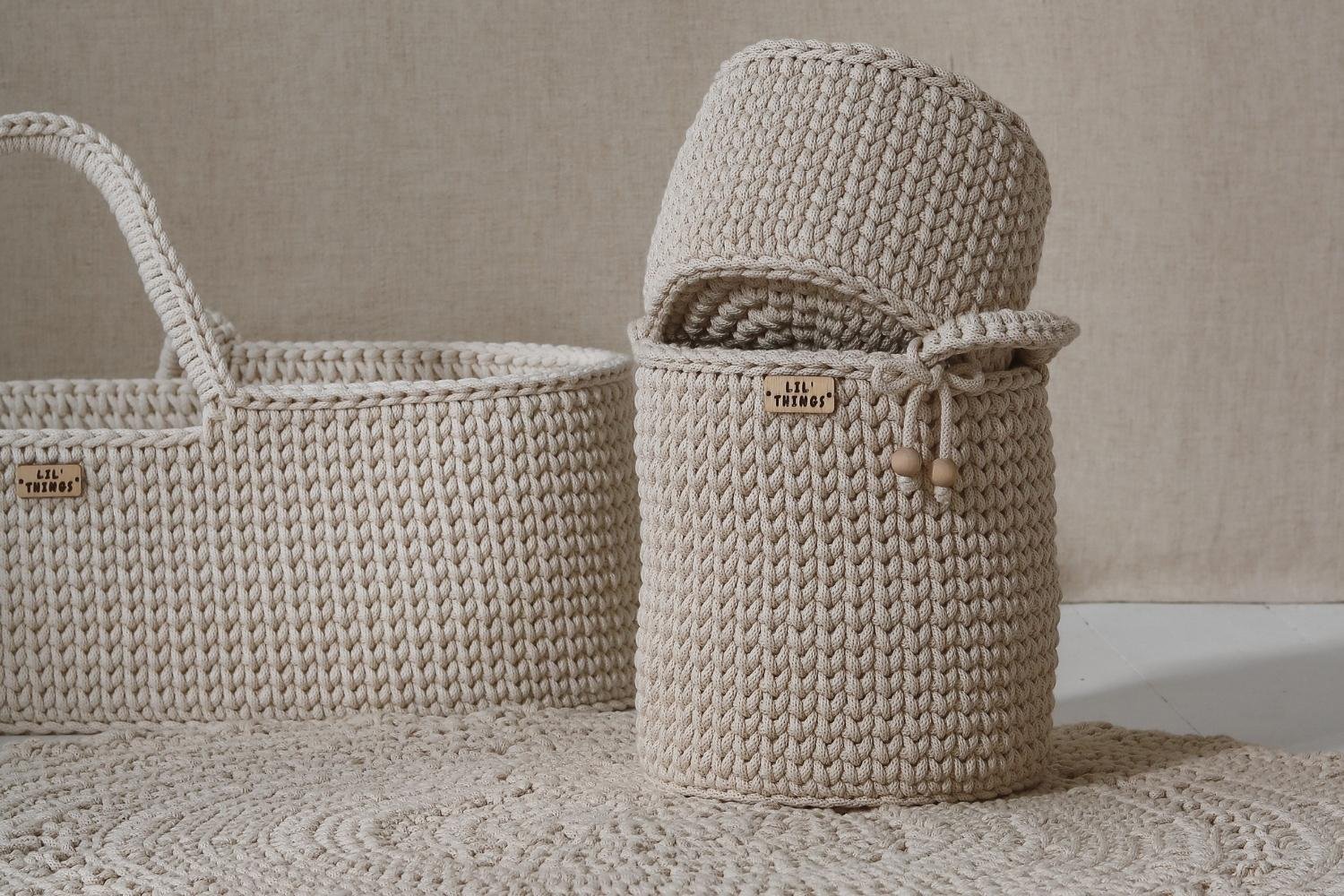 Set of 2 Crochet Toiletry Baskets - Grey