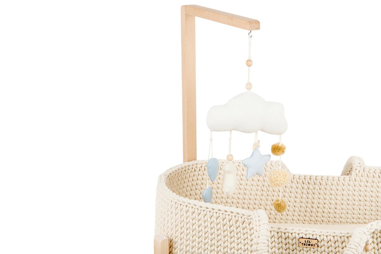 Crochet Moses Basket with Rocking Stand - Natural