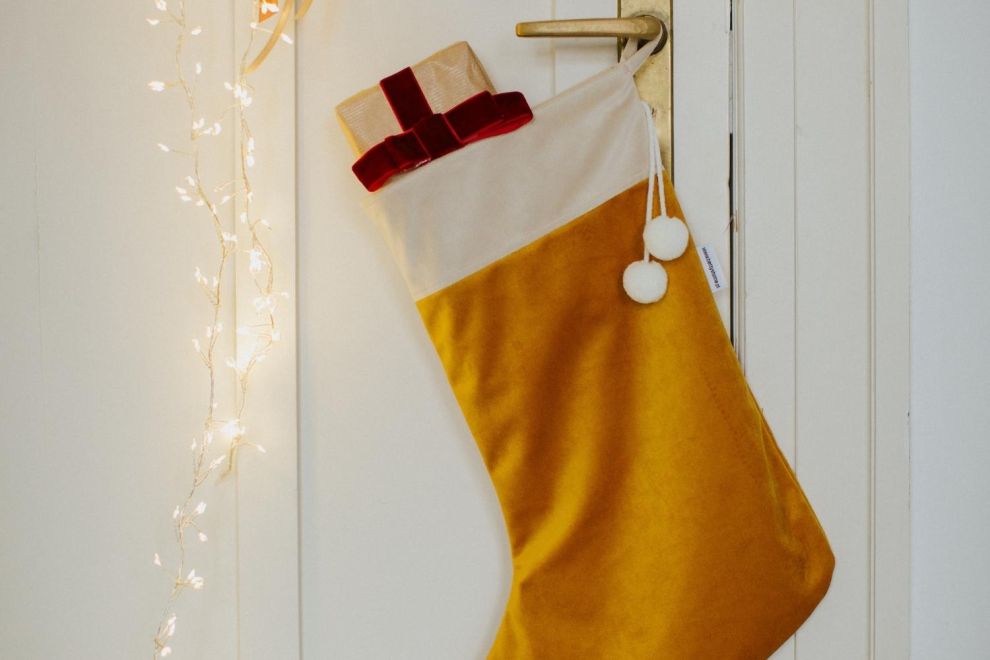 Yellow Velvet Christmas Stocking