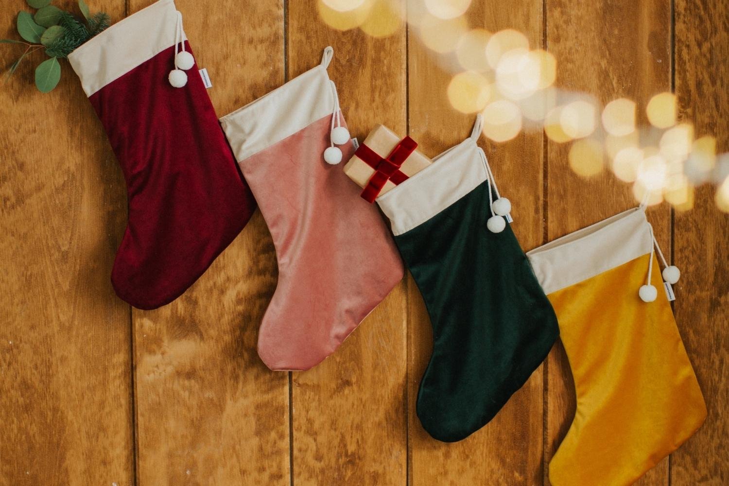 Yellow Velvet Christmas Stocking