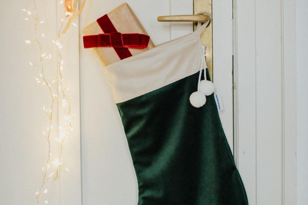 Green Velvet Christmas Stocking