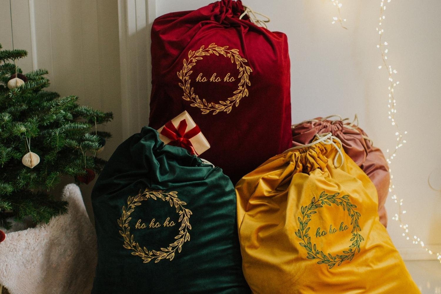 Yellow Velvet Santa Sack