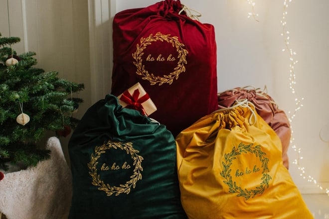 Yellow Velvet Santa Sack
