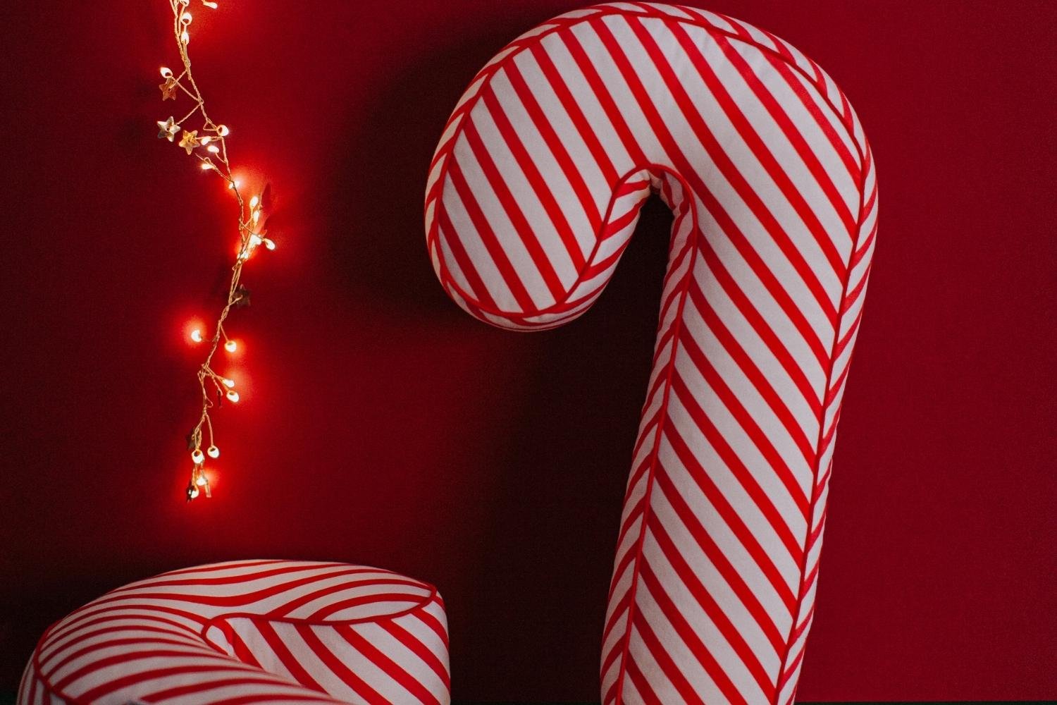 Velour Candy Cane Cushion