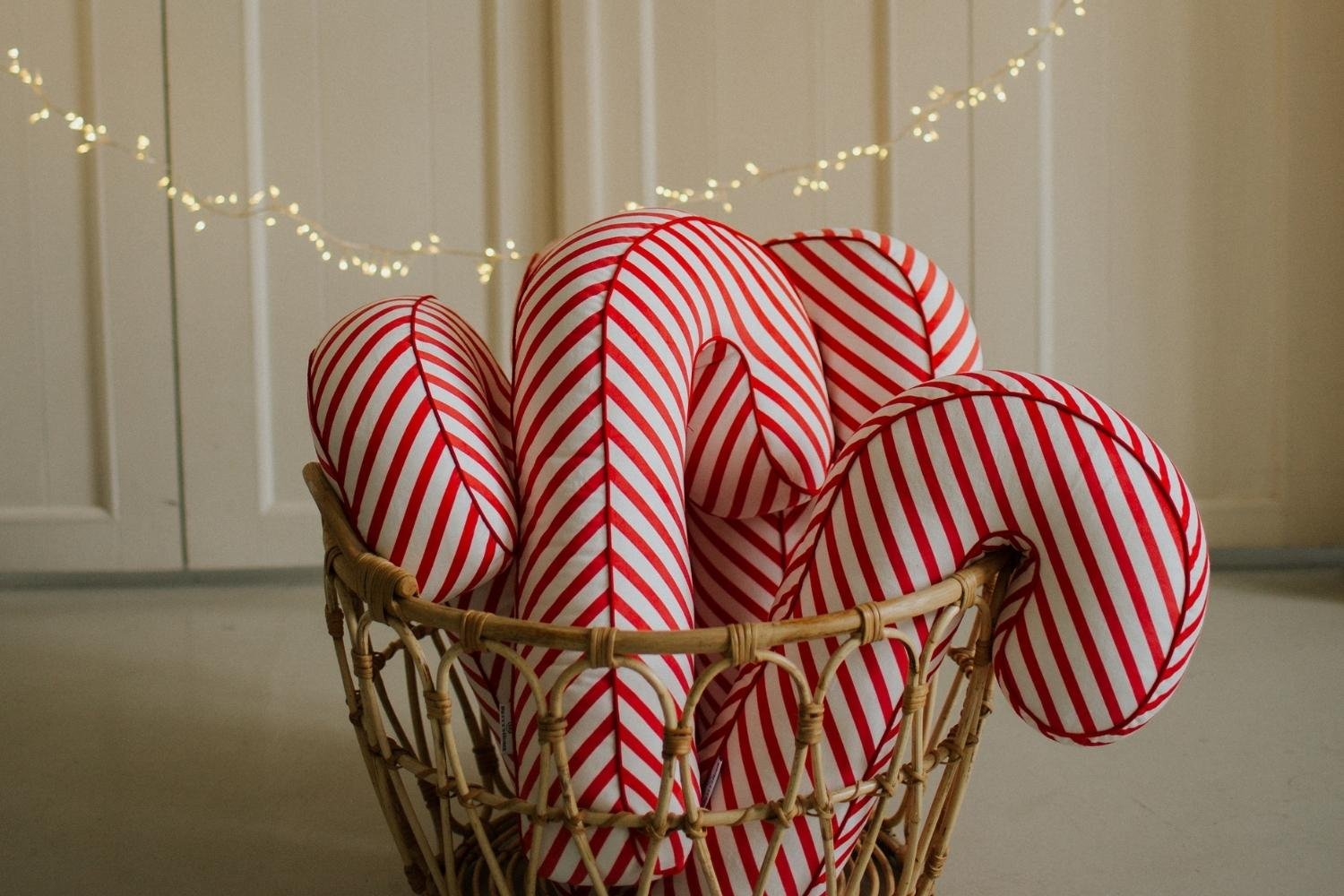 Velour Candy Cane Cushion