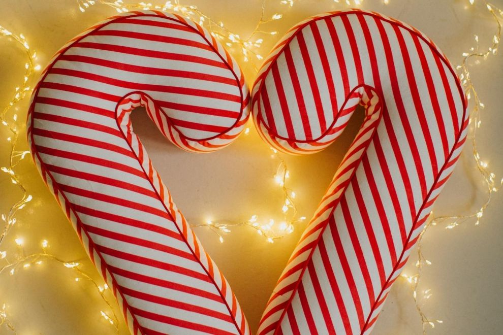 Velour Candy Cane Cushion