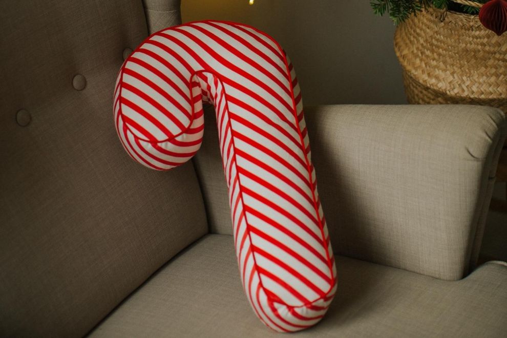 Velour Candy Cane Cushion