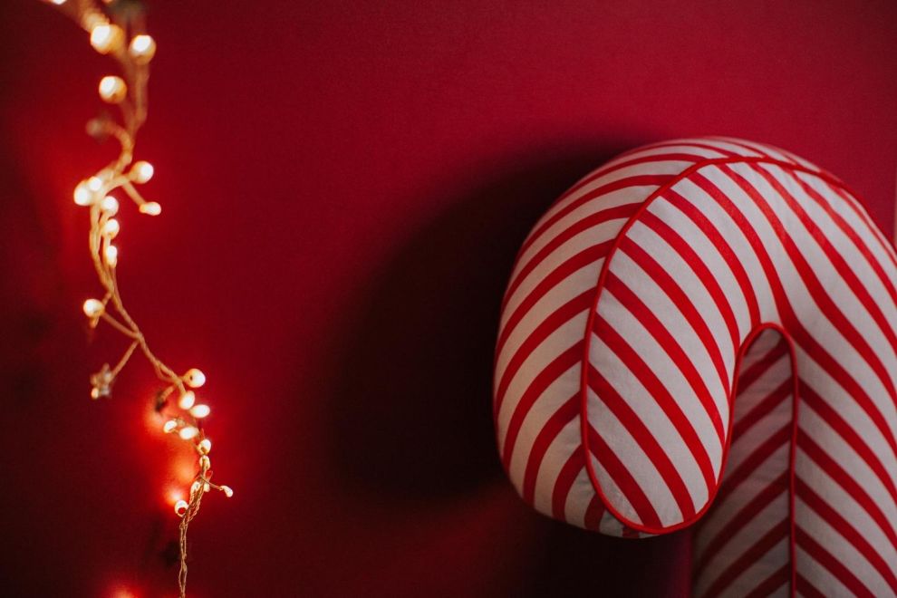 Velour Candy Cane Cushion