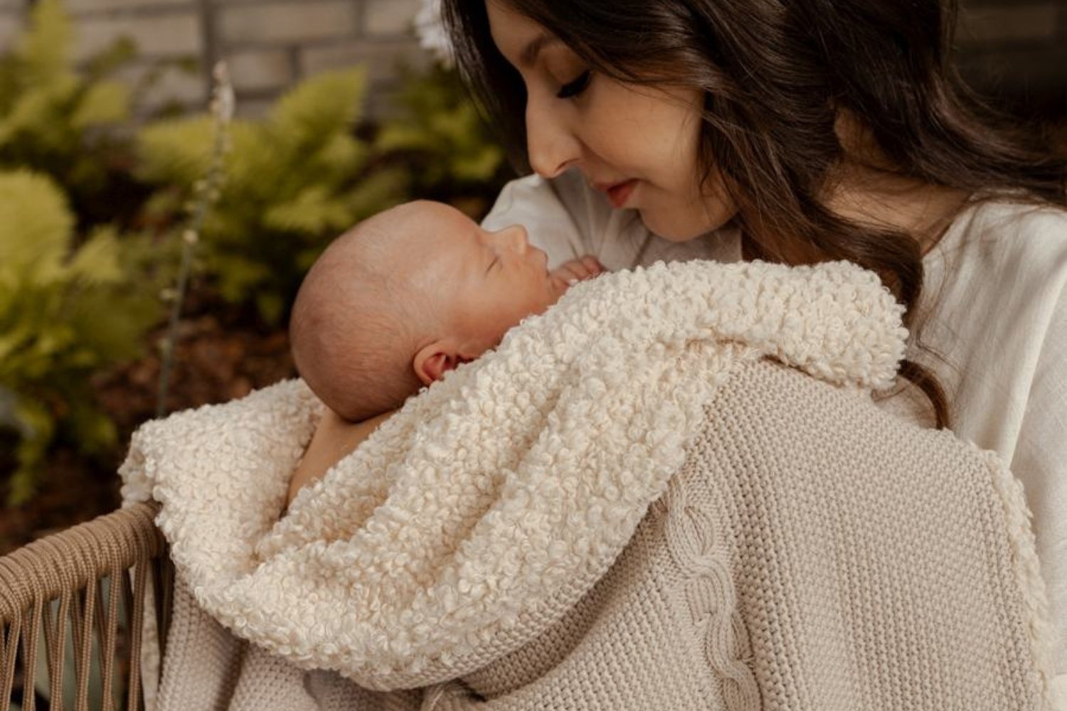 Warm Cotton Boucle Blanket - Beige