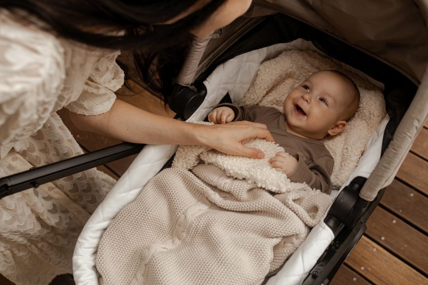 Warm Cotton Boucle Blanket - Beige