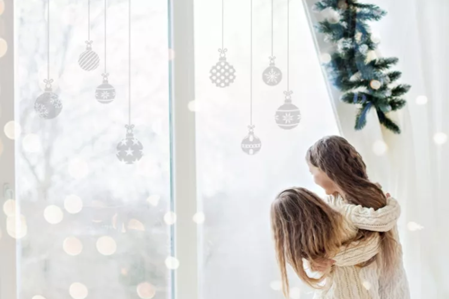 Autocolantes de Natal Bolas de Neve Branco Gelado