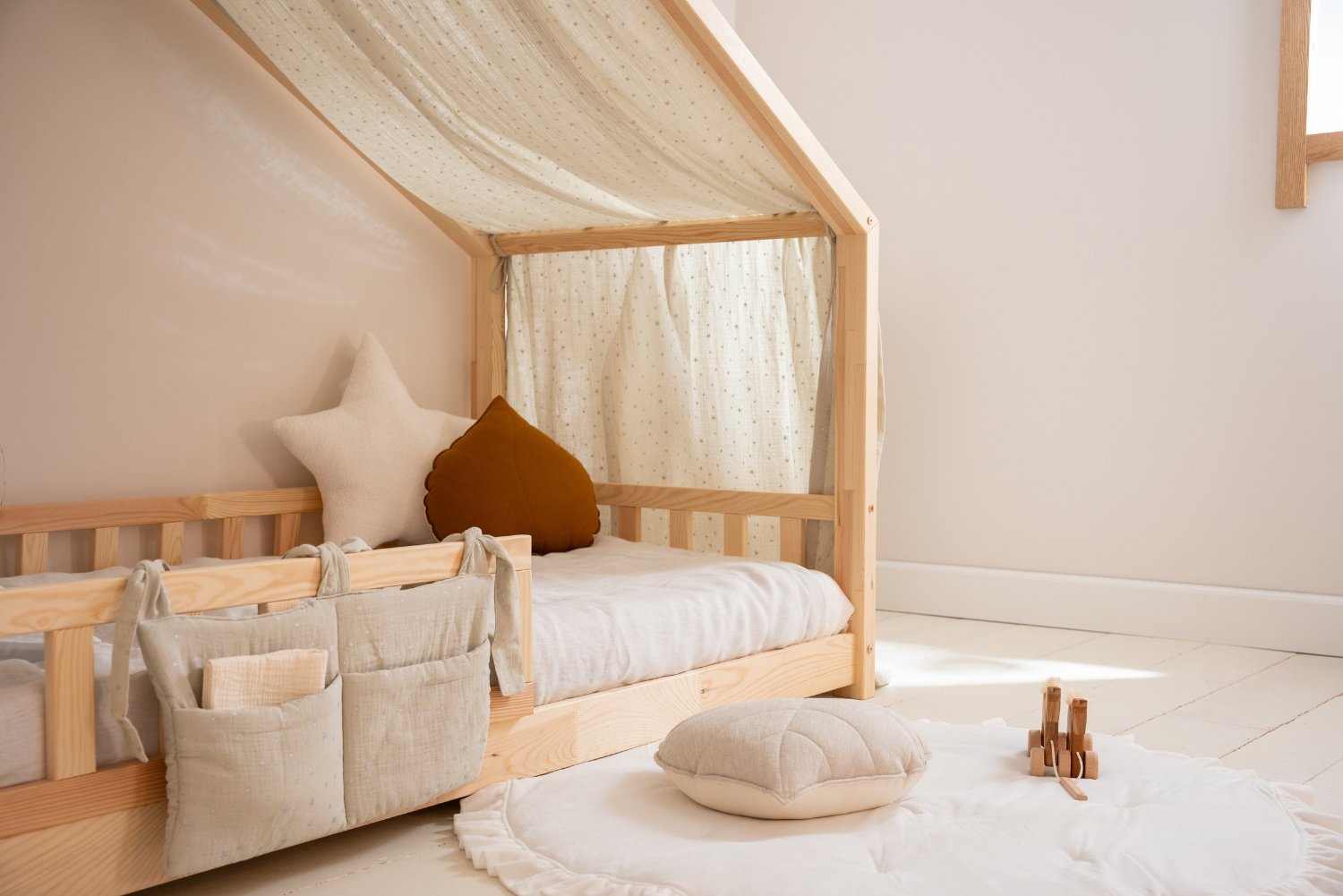 Hausbett-Himmel Beige Silbersterne Für Modell DK