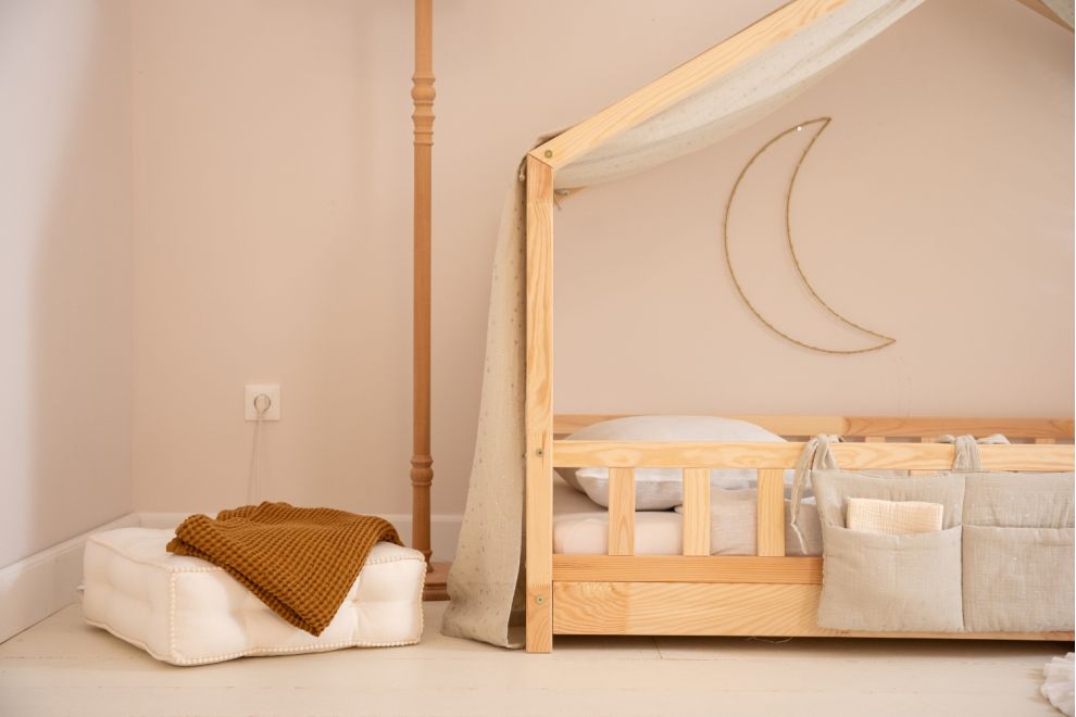 Bed Canopy - Beige & Silver Stars - Model DK