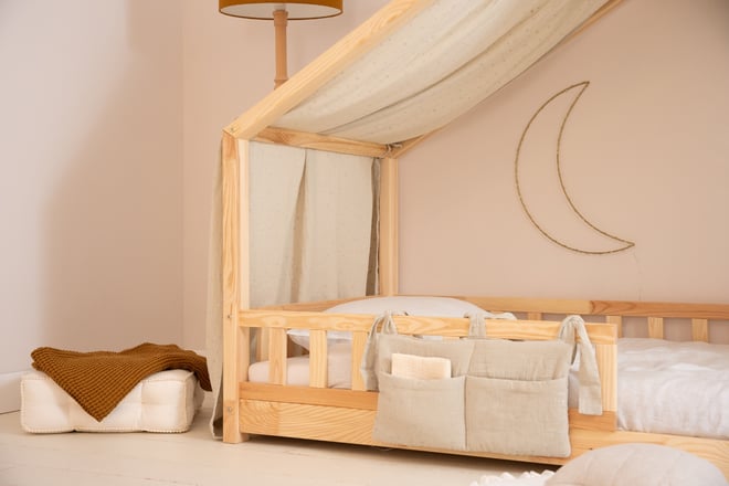 Bed Canopy - Beige & Silver Stars - Model DK