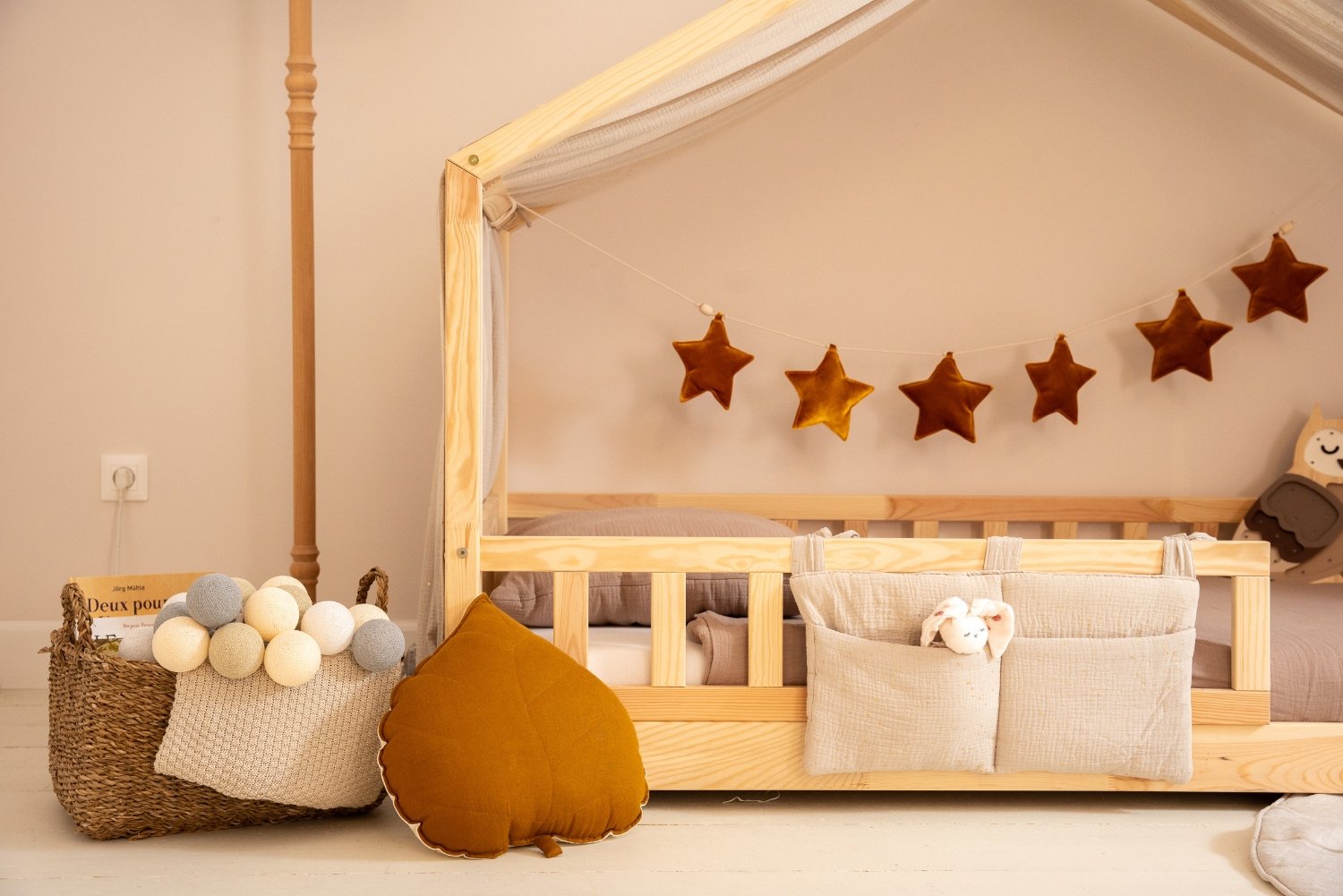 Bed Canopy - Beige & Gold Dots - Model DK