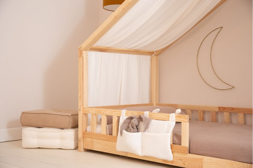 Véu de cama casinha Branco com pontos dourados - Modelo DK