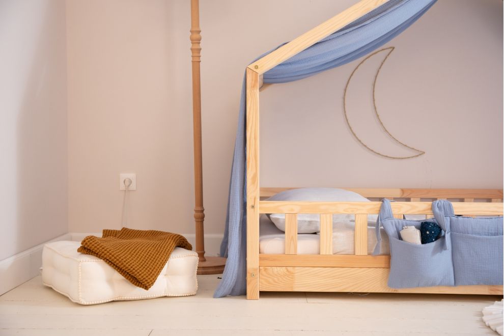 Véu de cama casinha Azul claro - Modelo DK