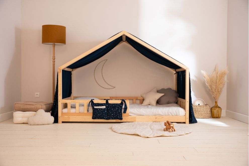Véu de cama casinha Azul marinho - Modelo DK