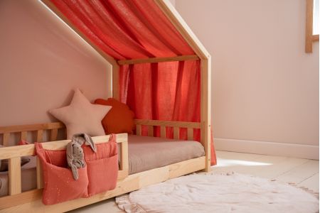 Bed Canopy - Coral & Gold Dots - Model DK