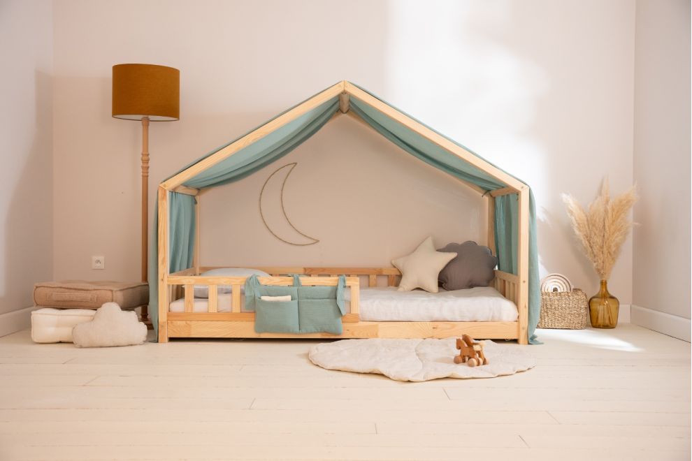 Véu de cama casinha Eucalipto - Modelo DK
