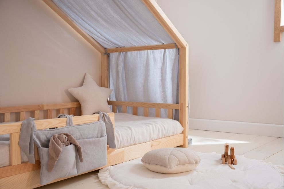 Véu de cama casinha Cinzento - Modelo DK