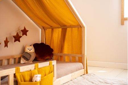 Véu de cama casinha Mostarda - Modelo DK