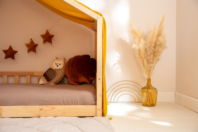 Plachta pro domečkovou postel Hořčičná - Model DK