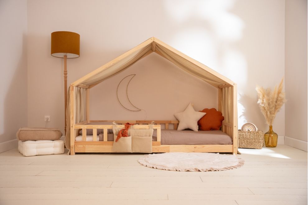 Véu de cama casinha Bege Areia - Modelo DK