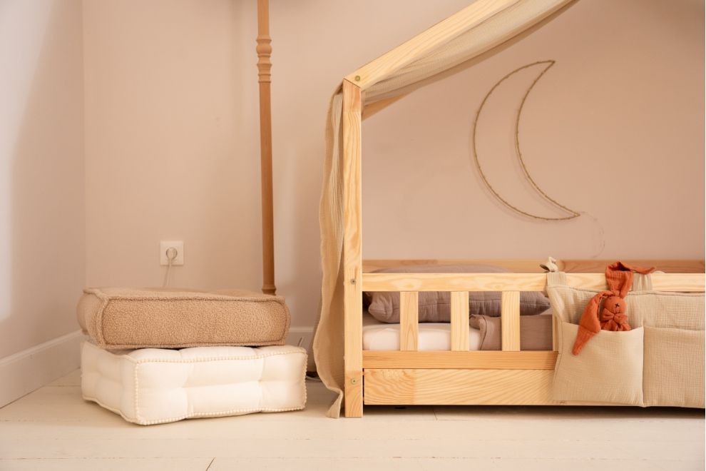 Véu de cama casinha Bege Areia - Modelo DK