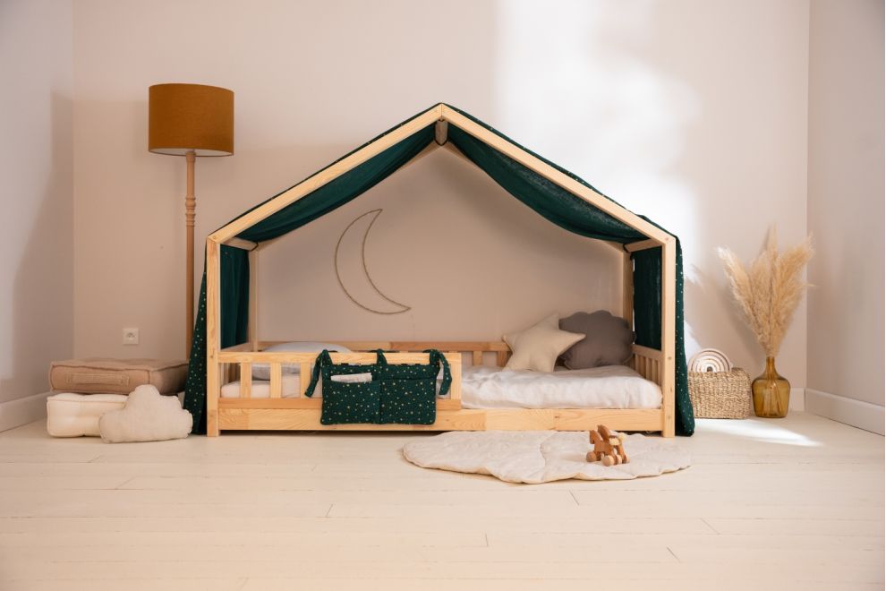 Bed Canopy - Dark Green & Gold Stars - Model DK