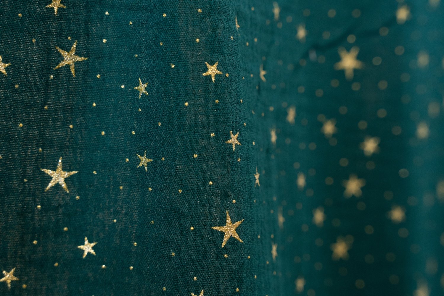 Bed Canopy - Dark Green & Gold Stars - Model DK