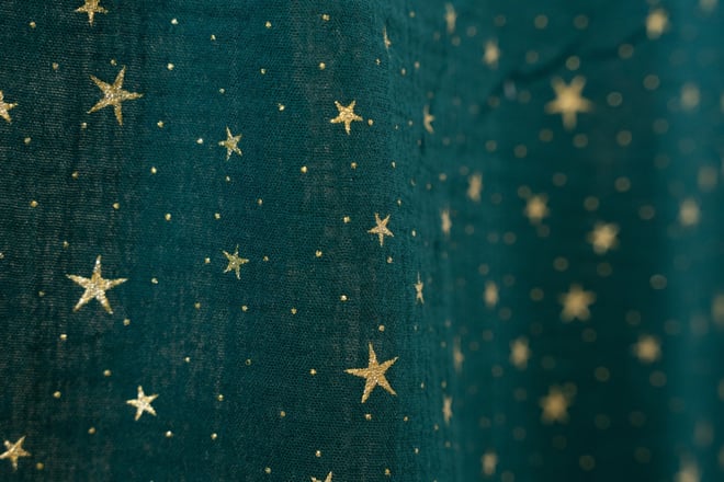 Telo per Letto a Capanna Verde scuro con Stelle dorate - Modello DK