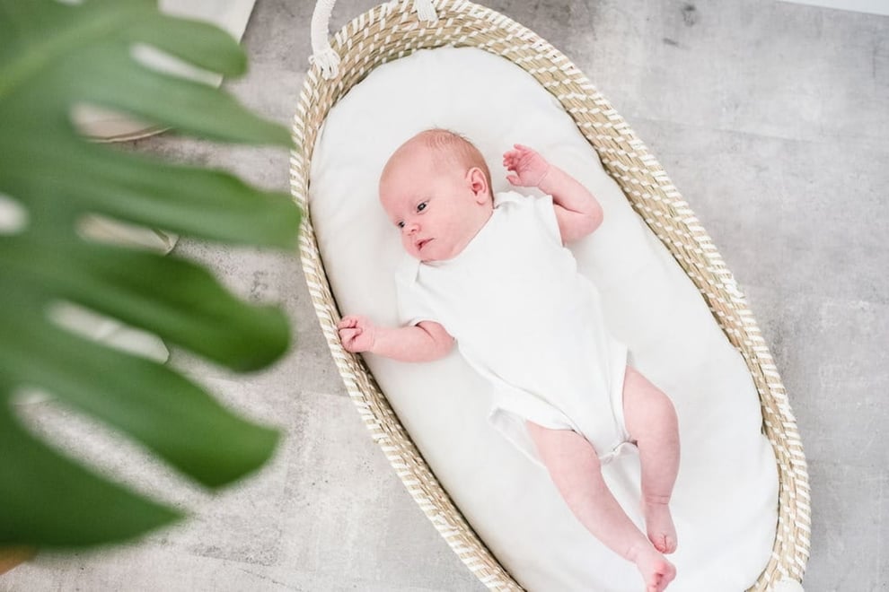 Changing basket with mattress - Natural & White