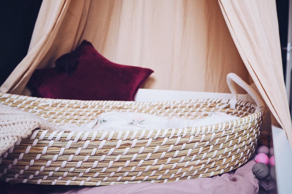 Changing basket with mattress - Natural & White