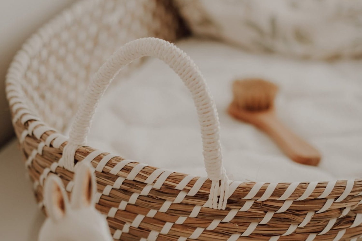 Panier à langer avec matelas - Naturel & Blanc