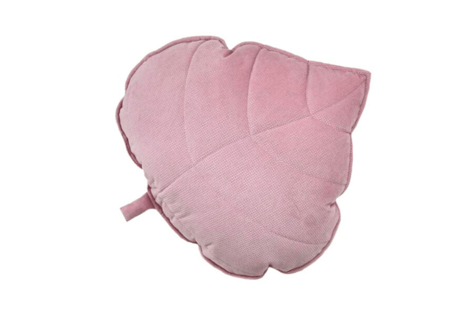 Coussin Feuille en Velours Rose Poudré