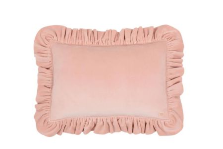 Peach Soft Velour Cushion with Ruffles