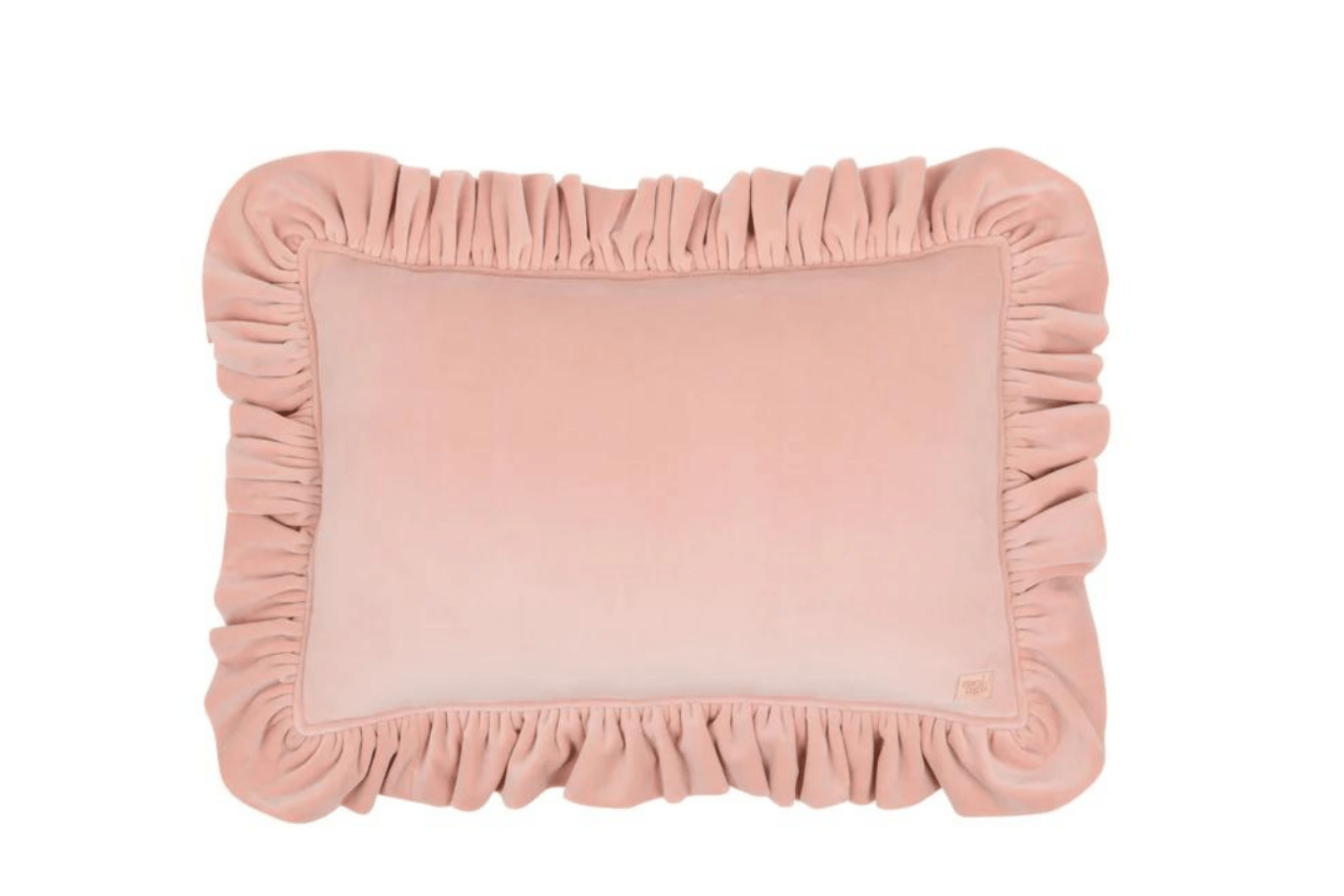 Peach Soft Velour Cushion with Ruffles