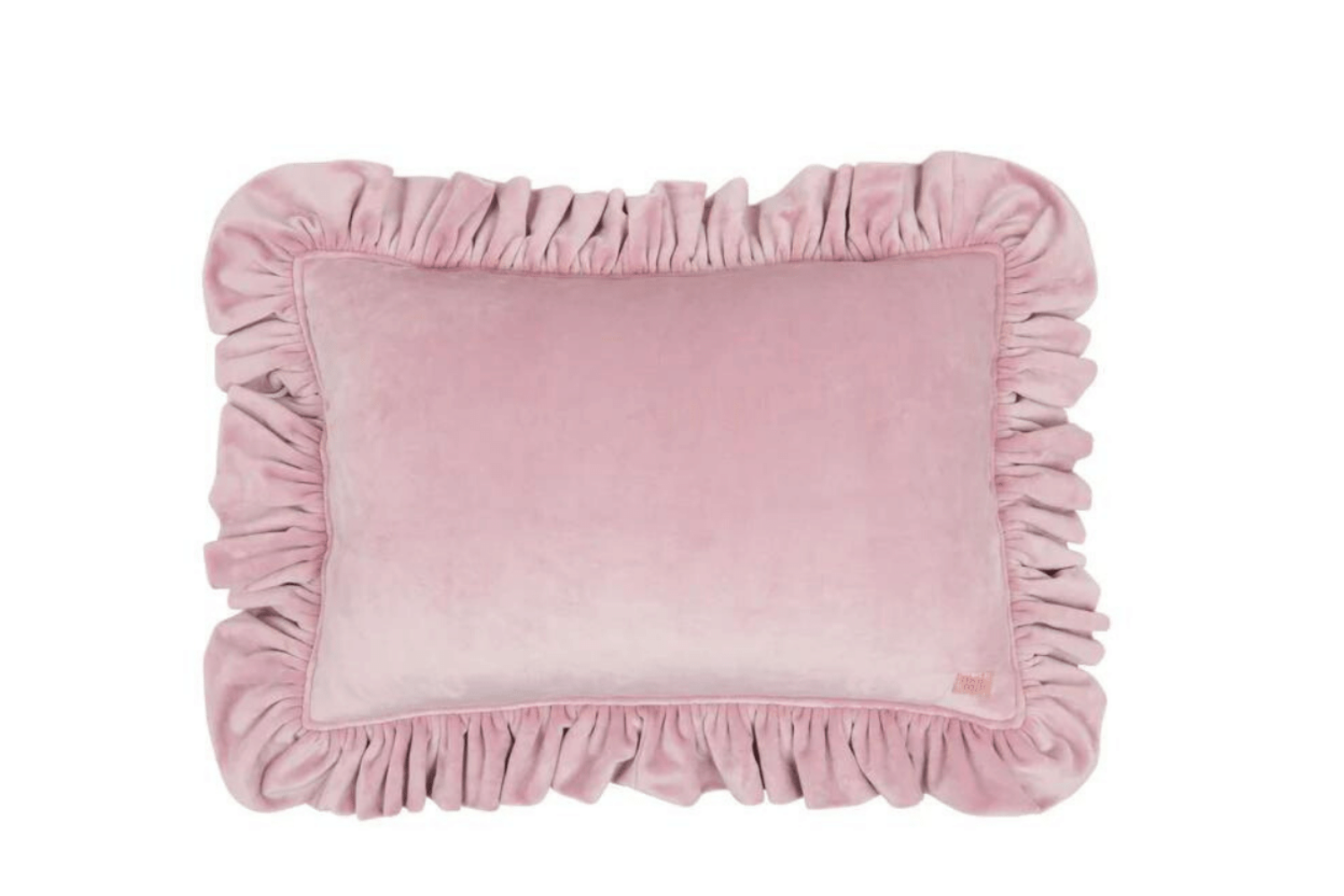 Coussin à Volants Soft Velours Rose Clair