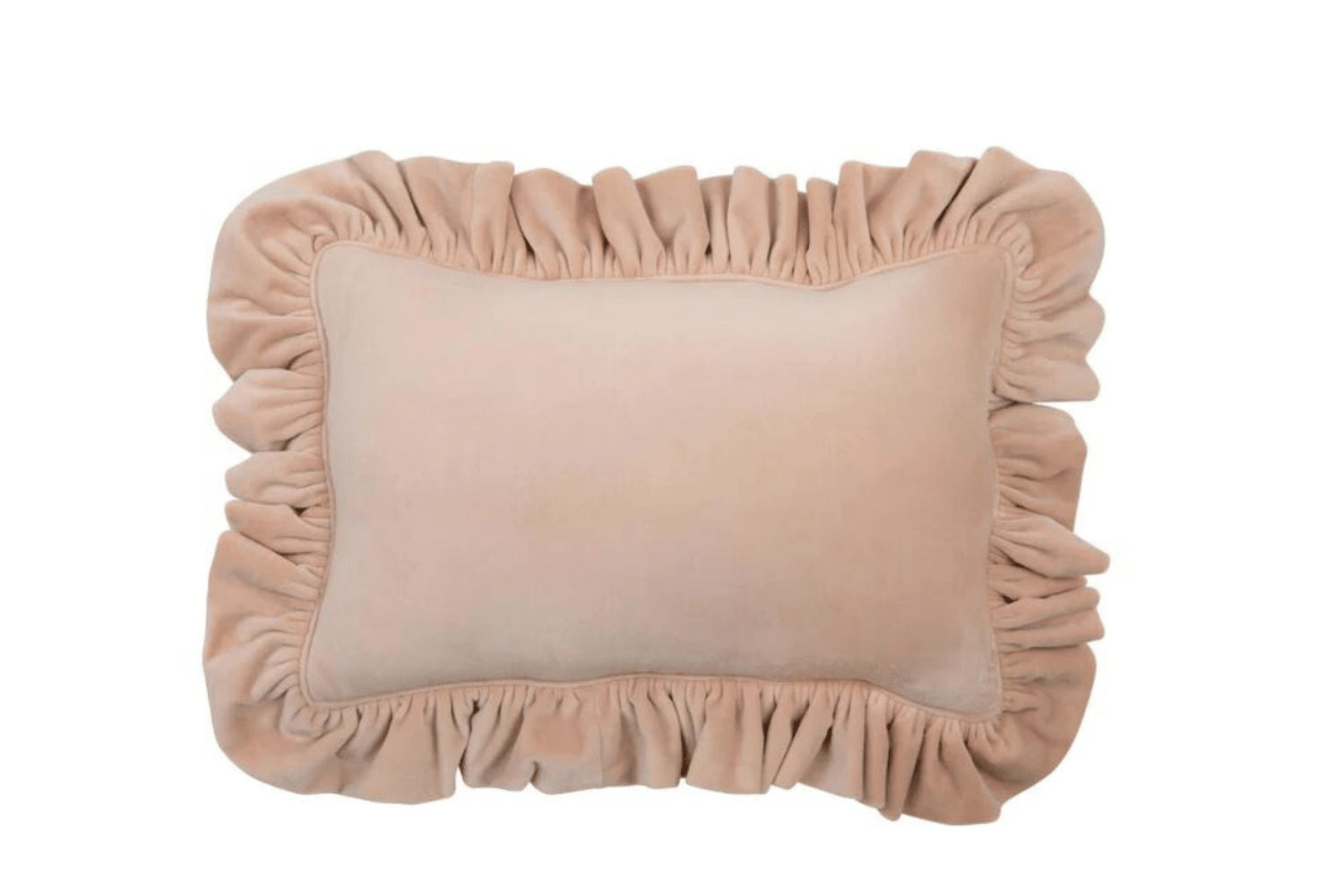 Latte Soft Velour Cushion with Ruffles