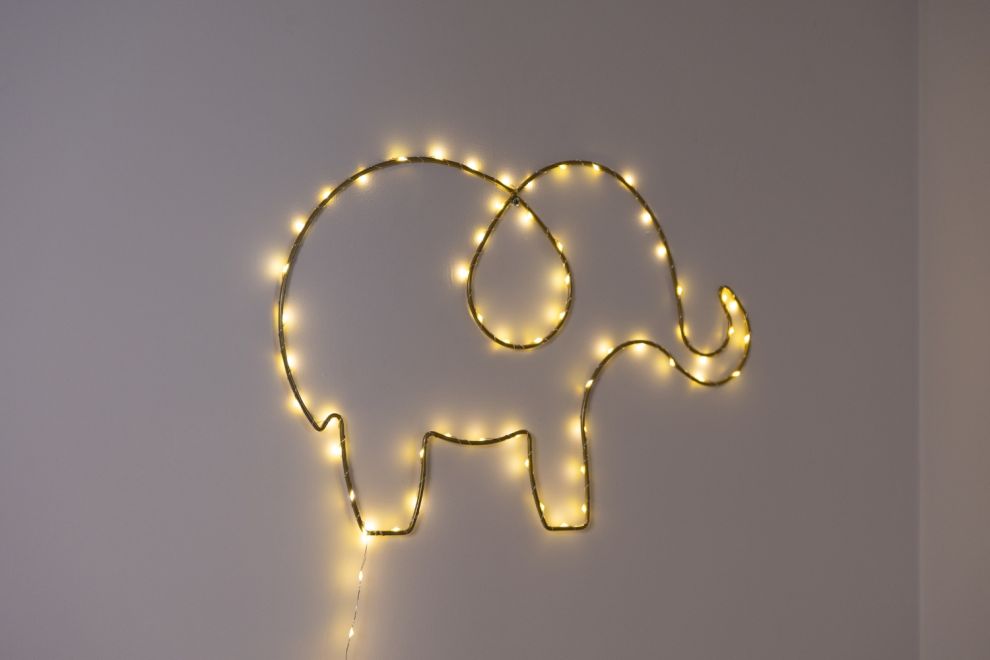 Ghirlanda LED a filo metallico - Elefante