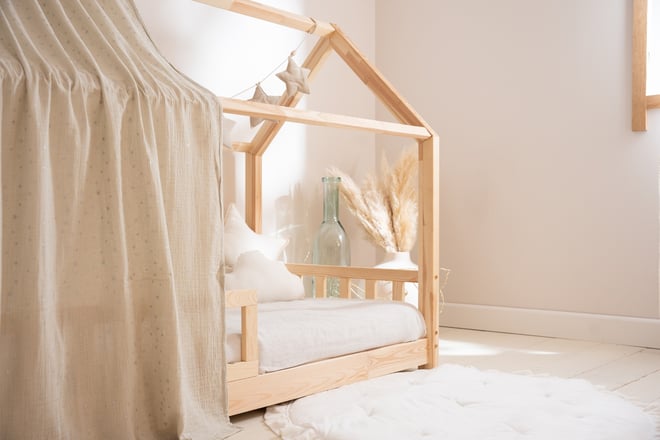 Hausbett-Himmel Beige Silbersterne Für Modell K