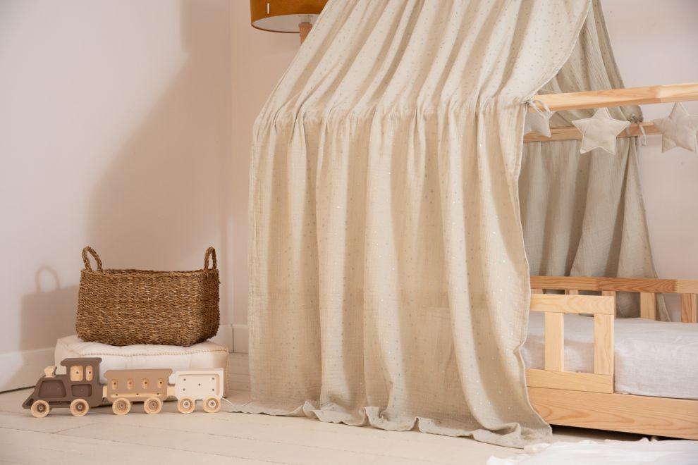 Hausbett-Himmel Beige Silbersterne Für Modell K