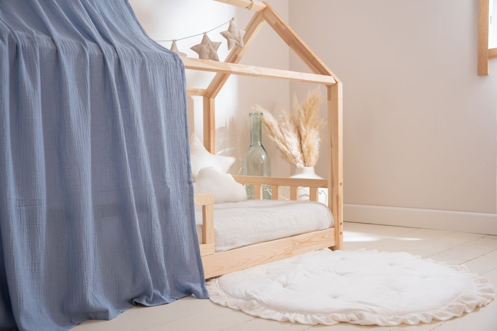 Véu de cama casinha Azul claro - Modelo K