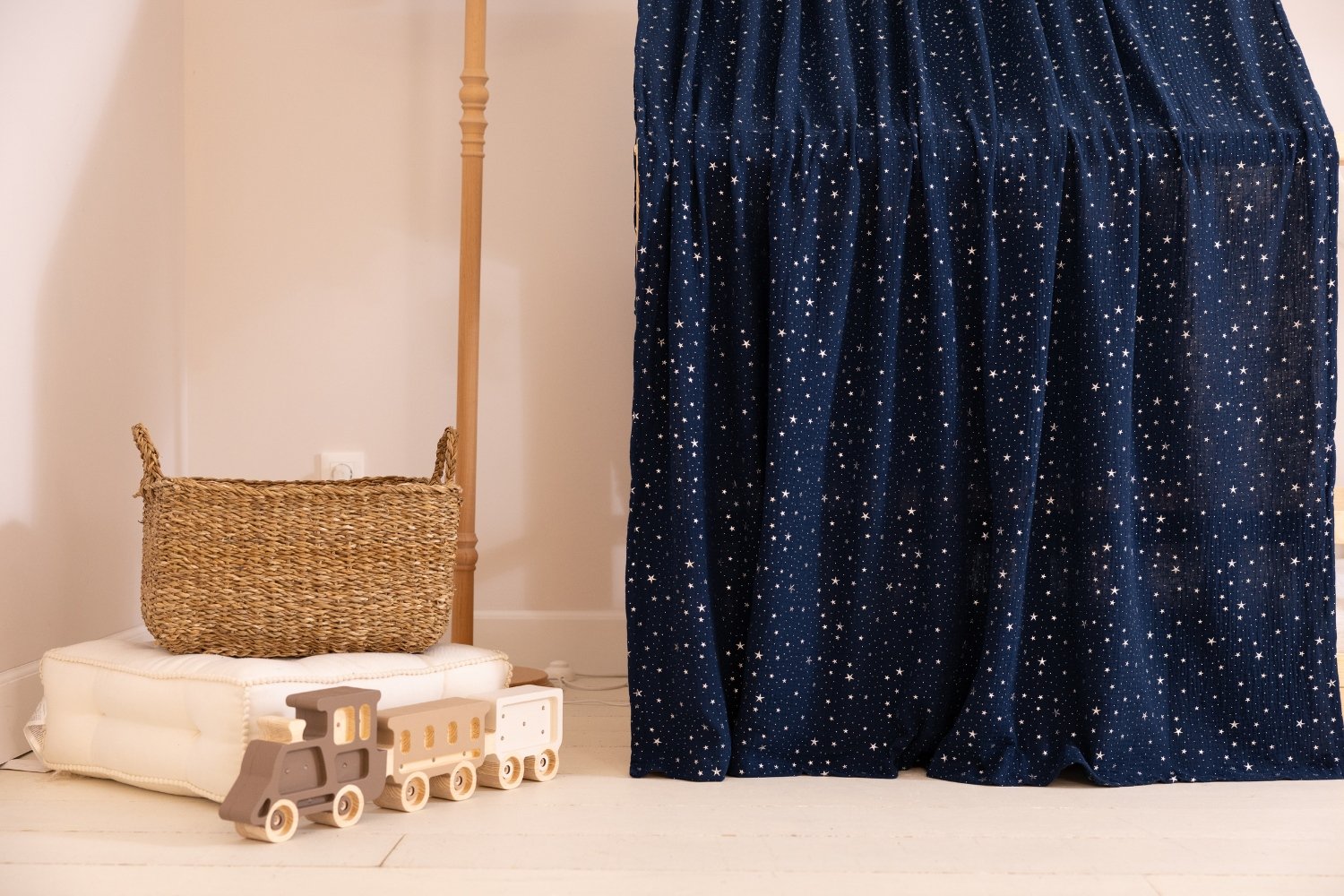 Bed Canopy - Marine Blue & Silver Stars - Model K