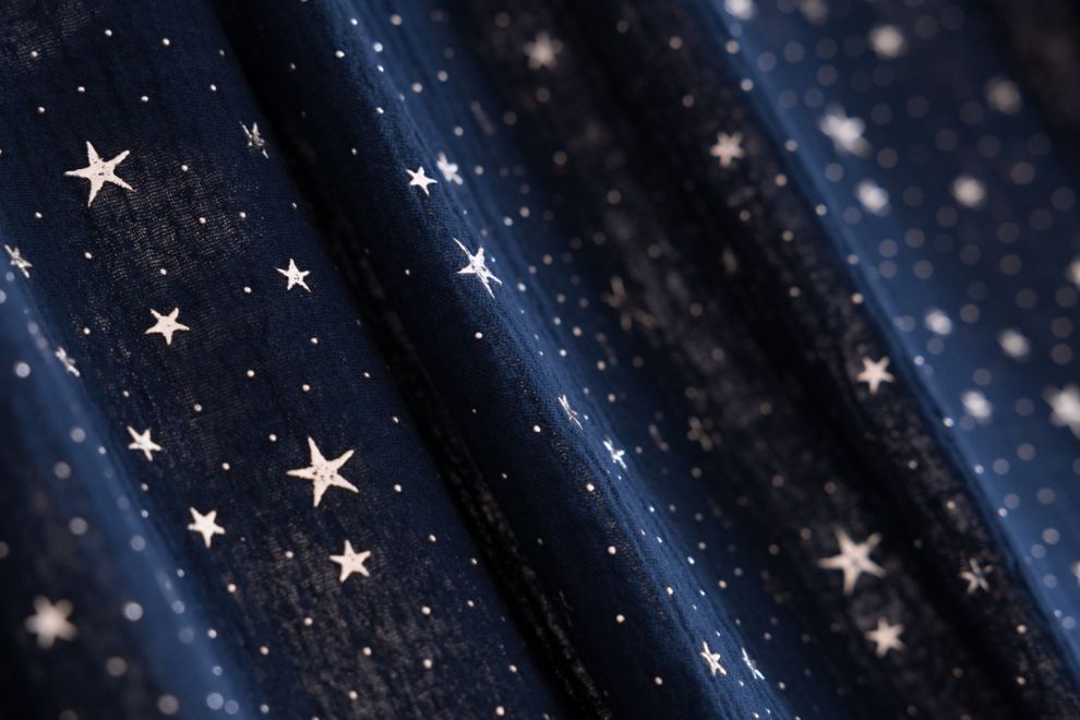 Bed Canopy - Marine Blue & Silver Stars - Model K