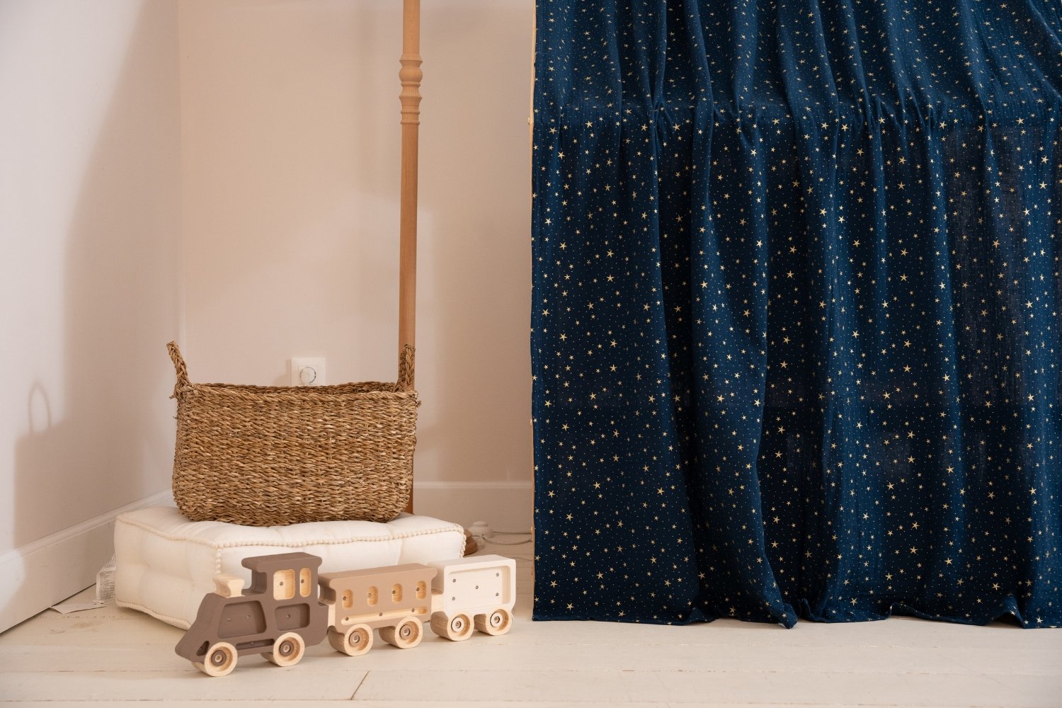 Bed Canopy - Marine Blue & Gold Stars - Model K